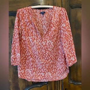 Madewell women’s rust (burnt orange) printed ikat popover blouse size small